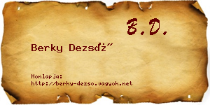 Berky Dezső névjegykártya